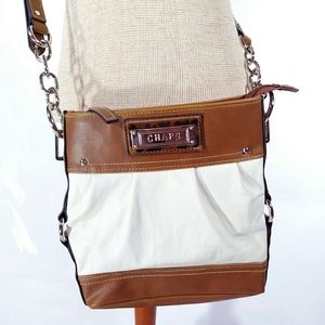 Chaps faux leather silver plated crossbody purse